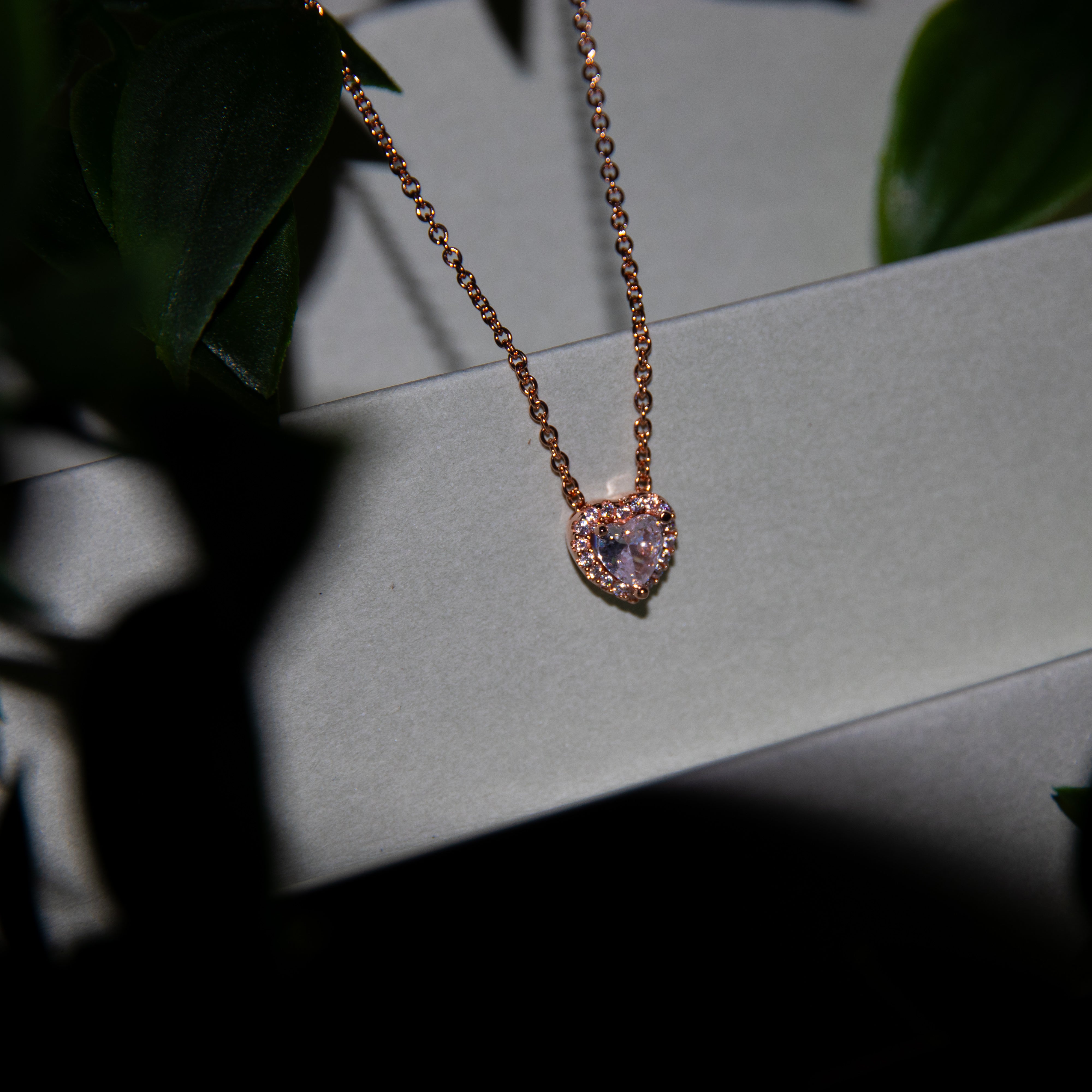 Silver and deals rose gold diamond heart necklace