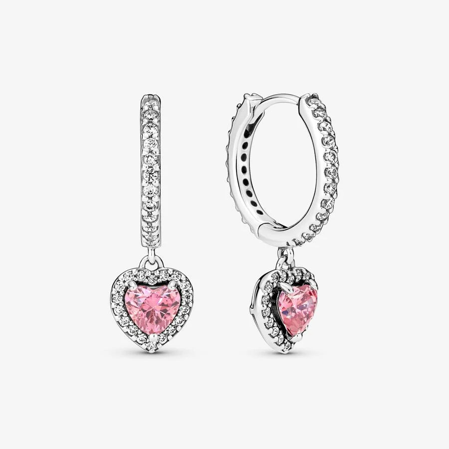 Pink Heart Hoop Earrings