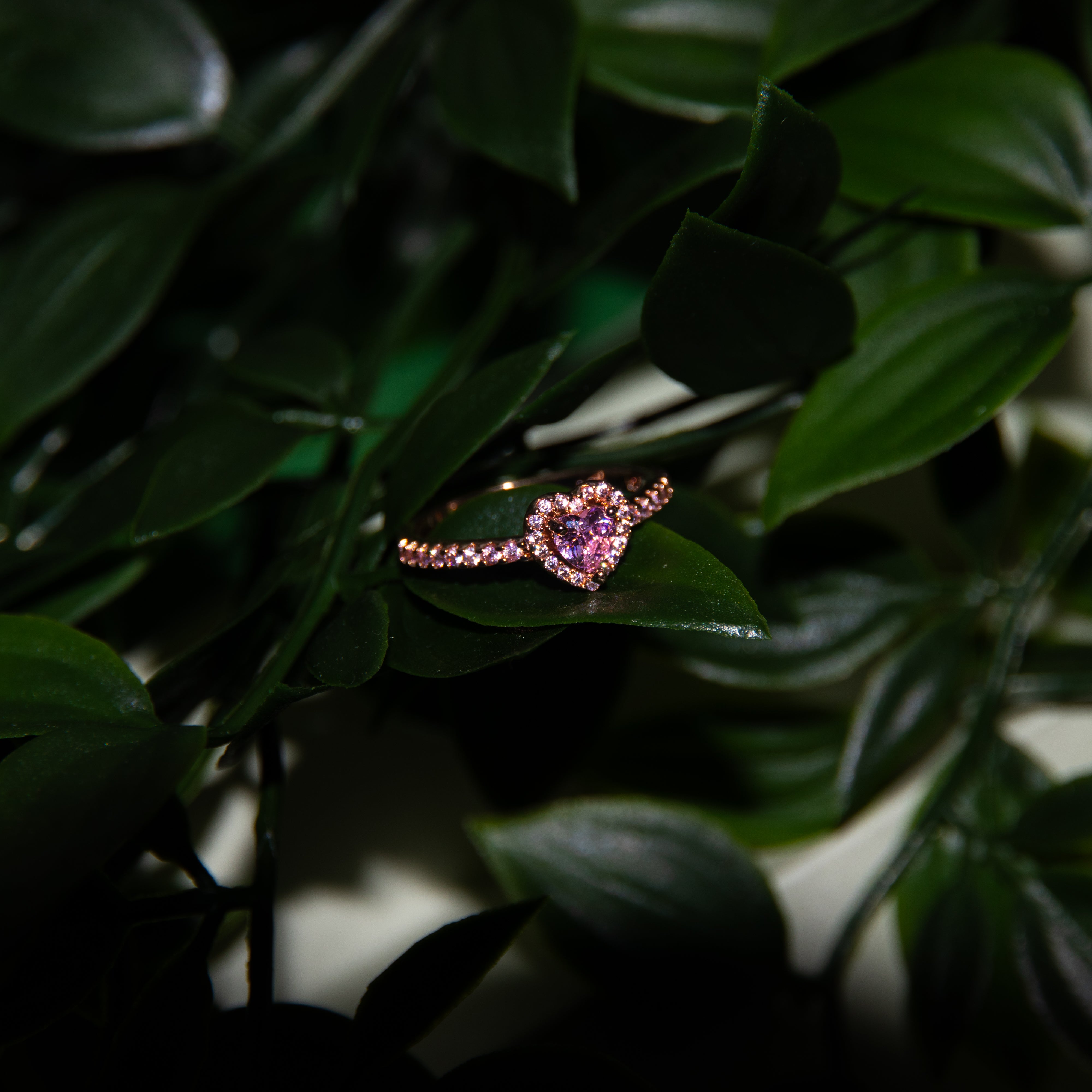 Gold n Pink Heart Ring