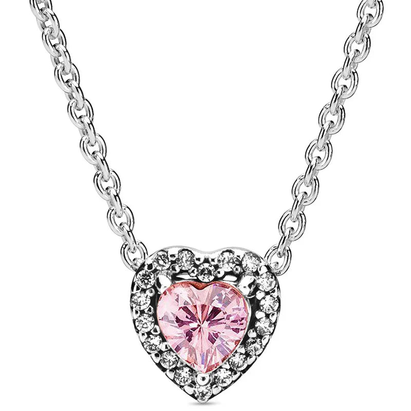 Silver n Pink Heart Necklace